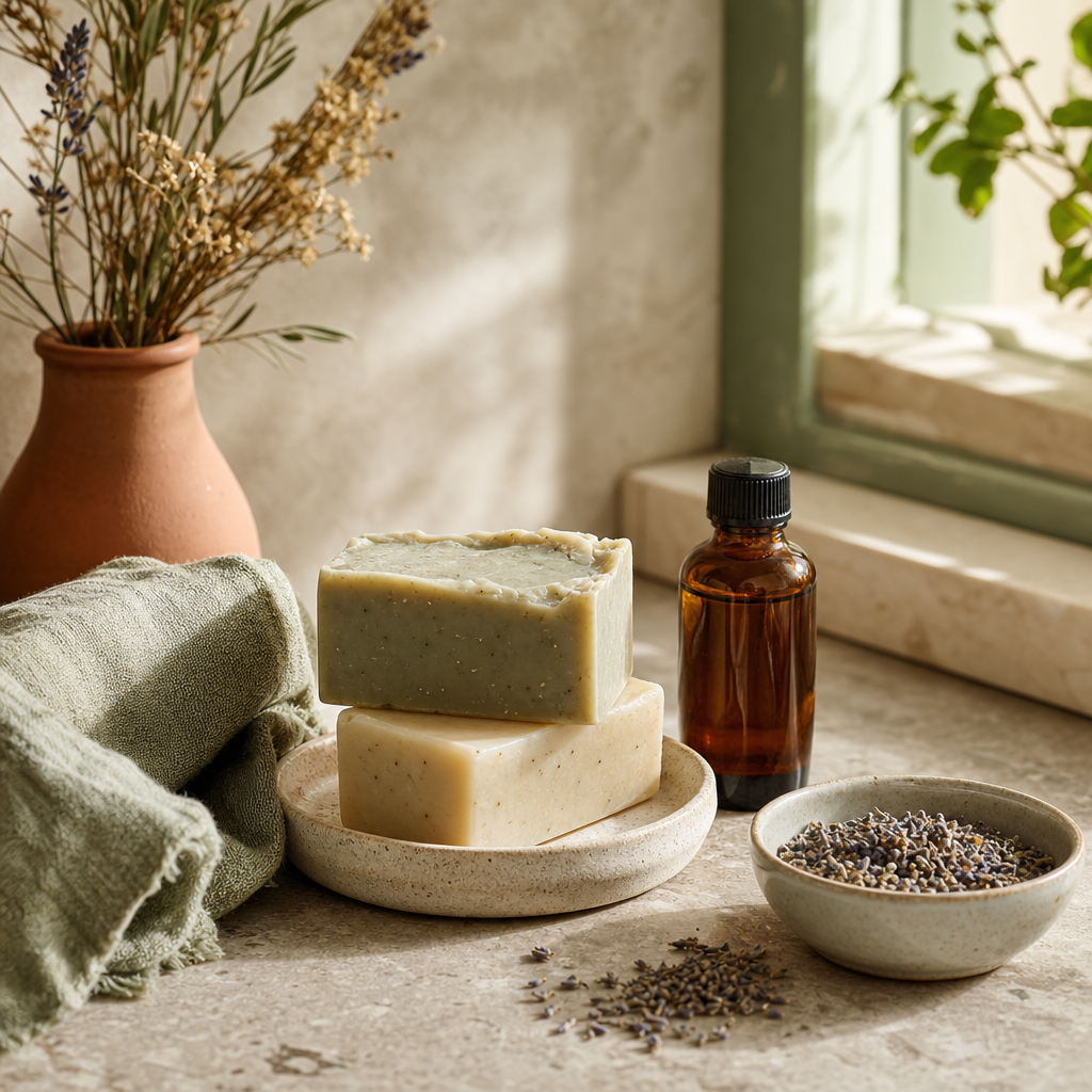 Savons naturels, herbes et ingrédients de soin maison